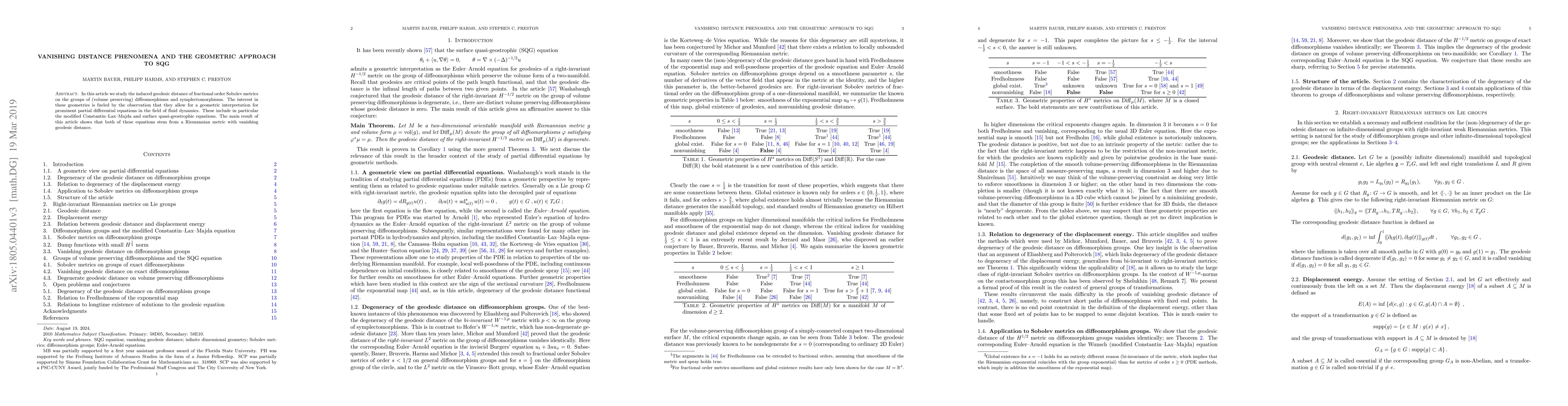 Thumbnail for Vanishing distance phenomena and the geometric approach to SQG
