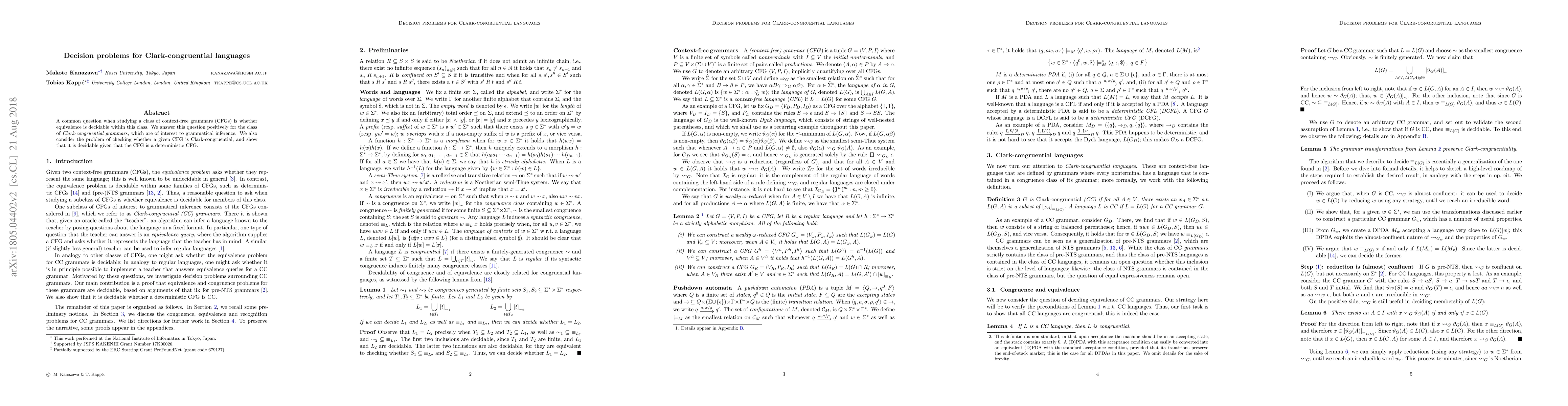 Thumbnail for Decision problems for Clark-congruential languages