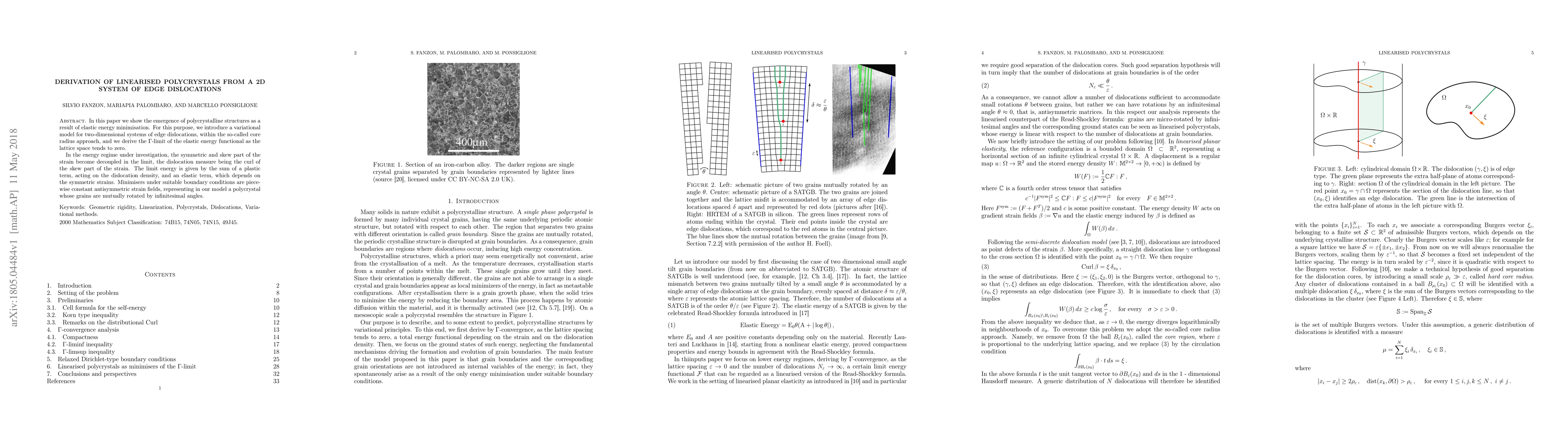 Thumbnail for Derivation of Linearised Polycrystals from a 2D system of edge
  dislocations