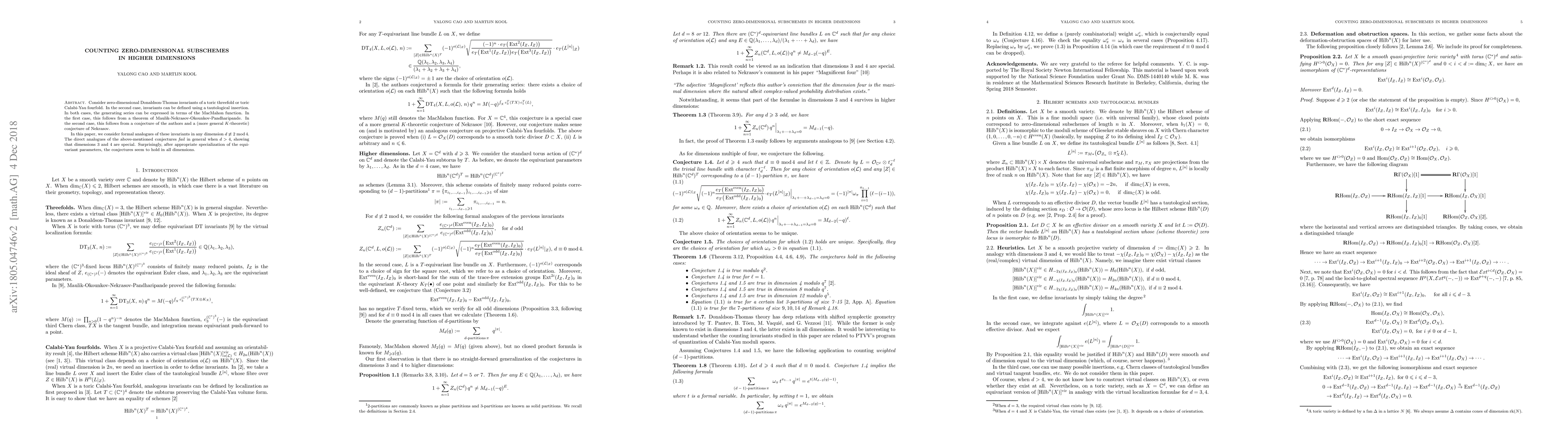 Thumbnail for Counting zero-dimensional subschemes in higher dimensions