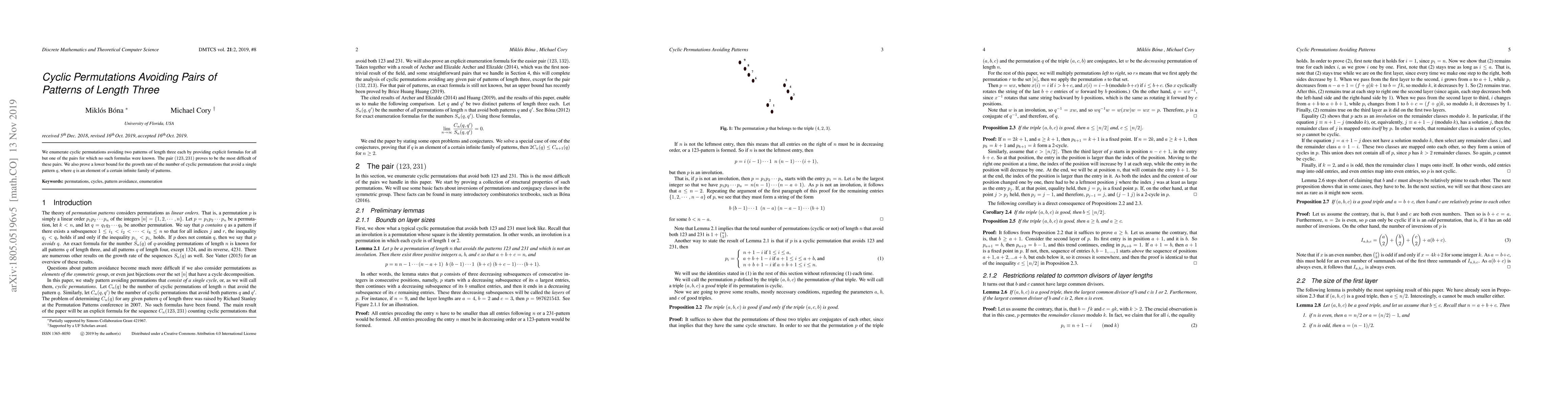 Thumbnail for Cyclic permutations avoiding pairs of patterns of length three