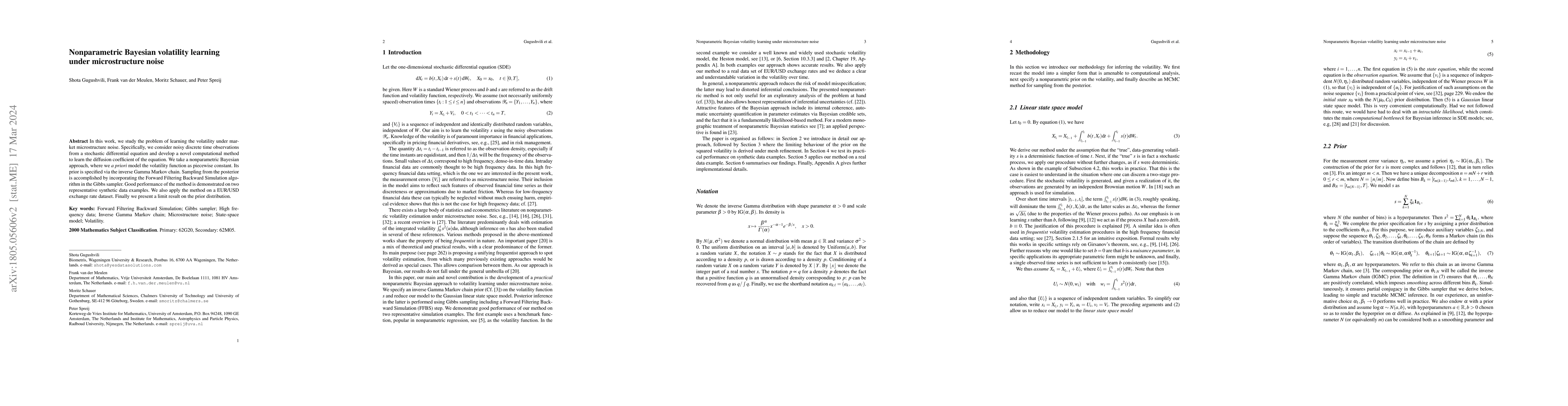 Thumbnail for Nonparametric Bayesian volatility learning under microstructure noise