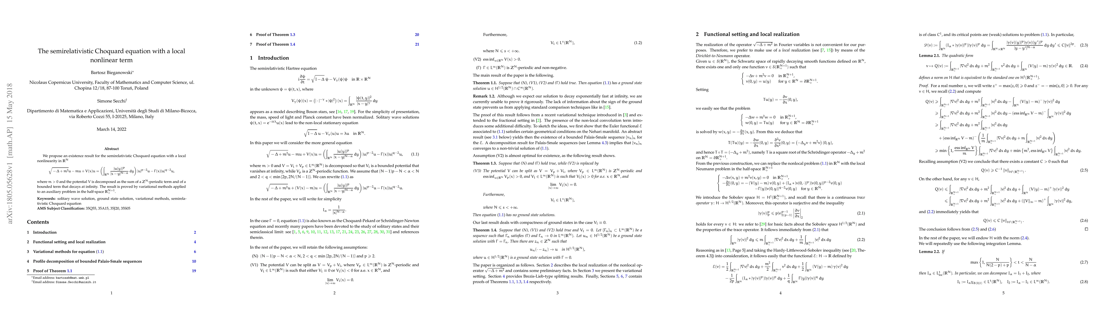 Thumbnail for The semirelativistic Choquard equation with a local nonlinear term