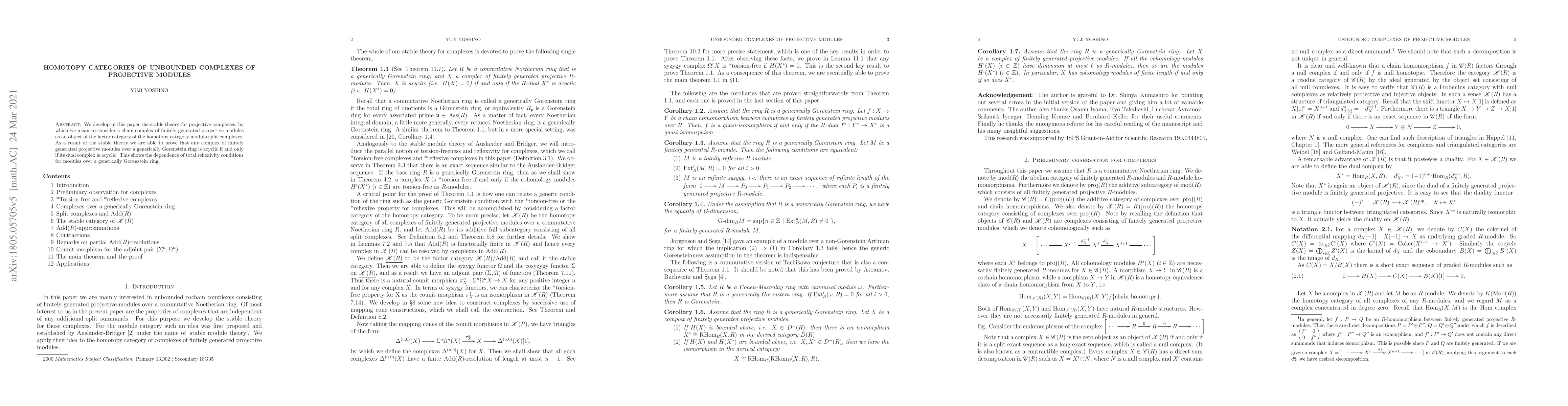 Thumbnail for Homotopy categories of unbounded complexes of projective modules
