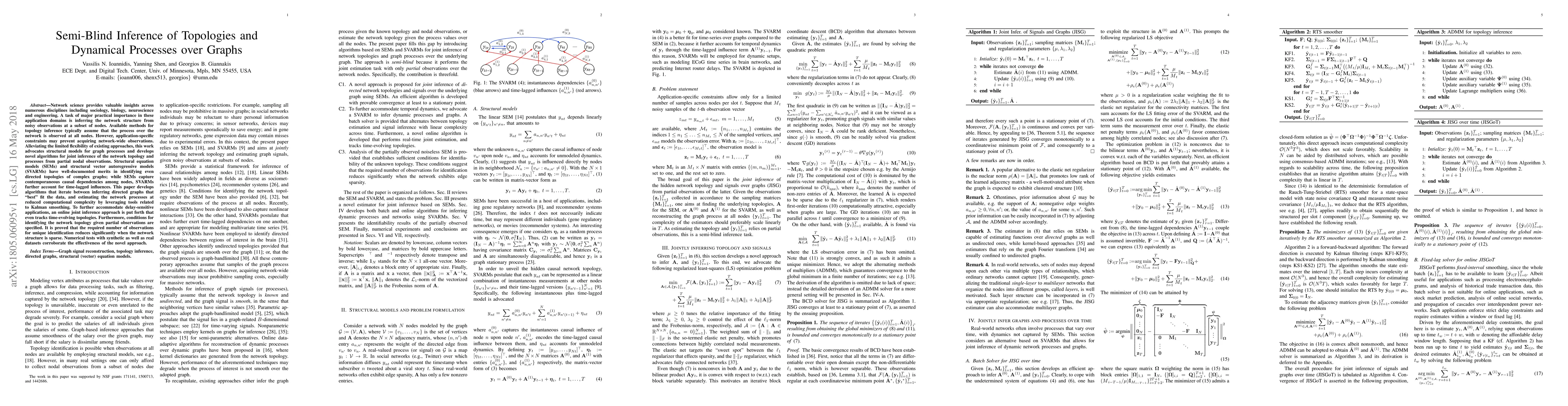 Thumbnail for Semi-Blind Inference of Topologies and Dynamical Processes over Graphs