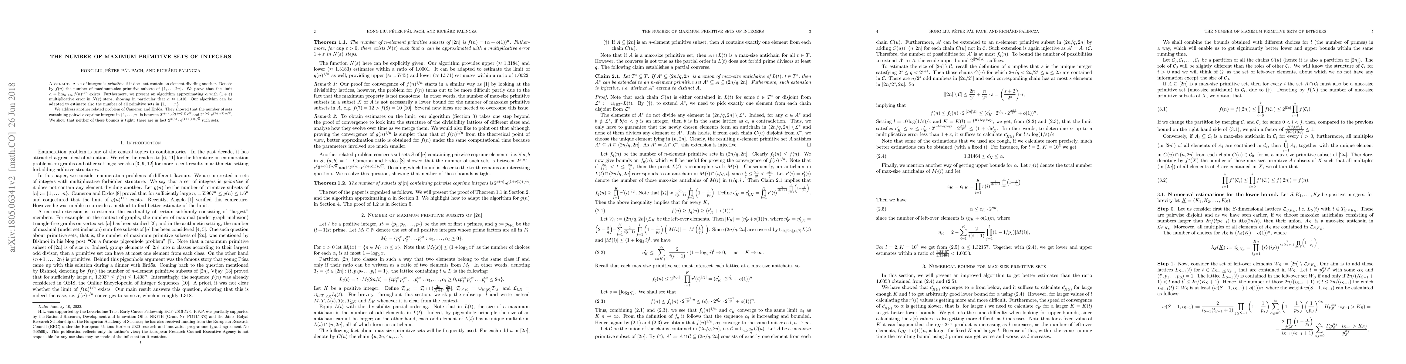 Thumbnail for The number of maximum primitive sets of integers