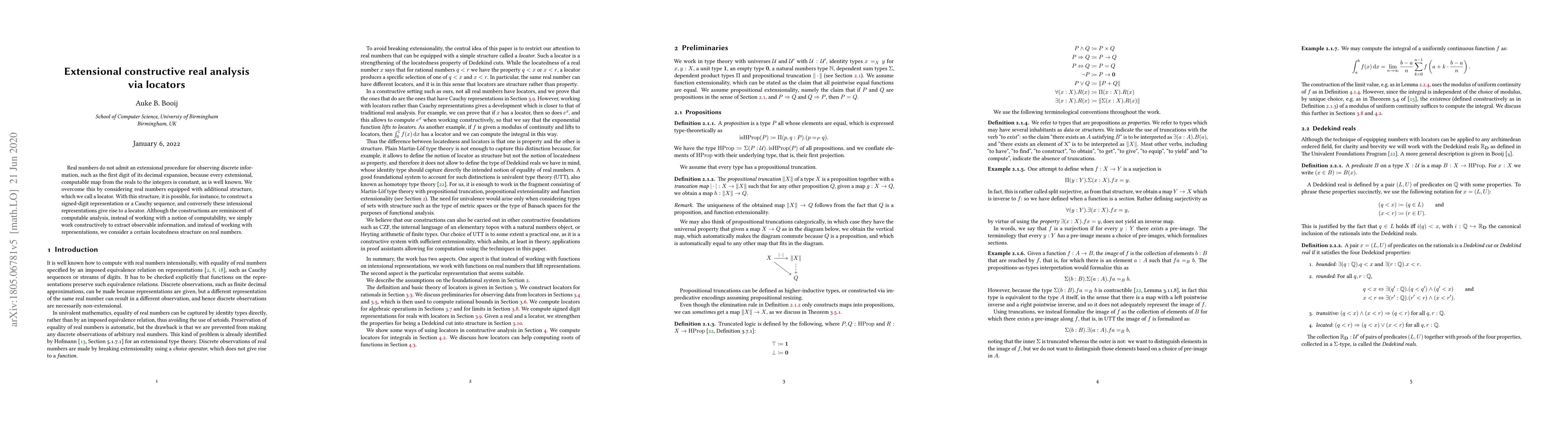 Thumbnail for Extensional constructive real analysis via locators