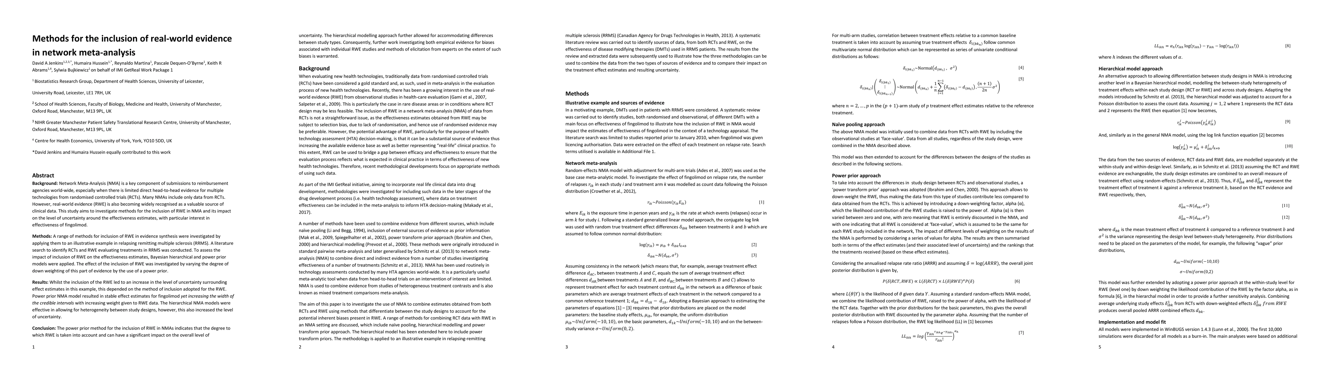 Thumbnail for Methods for the inclusion of real world evidence in network
  meta-analysis