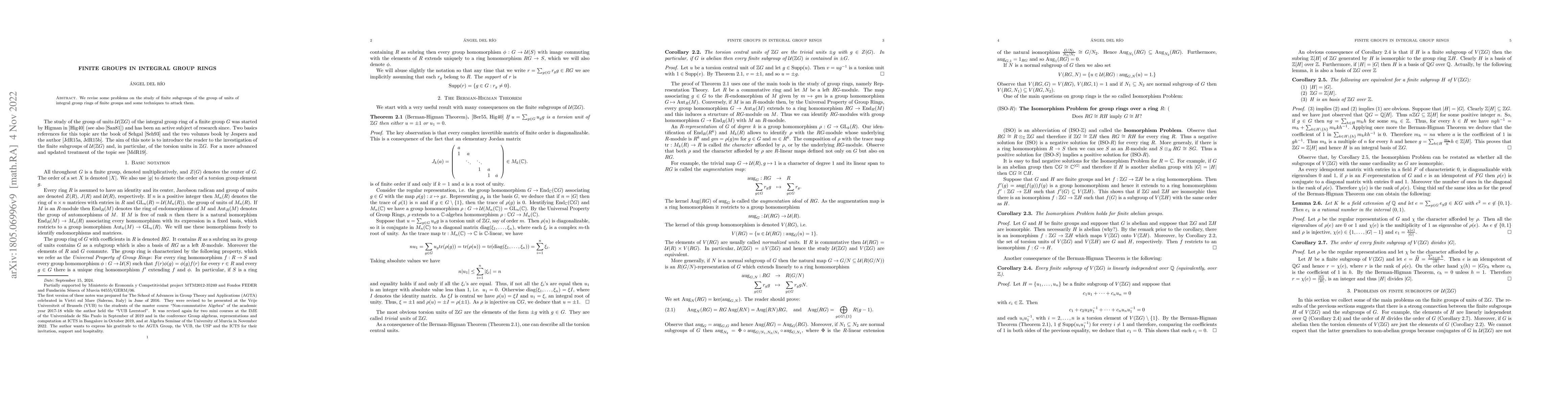 Thumbnail for Finite groups in integral group rings