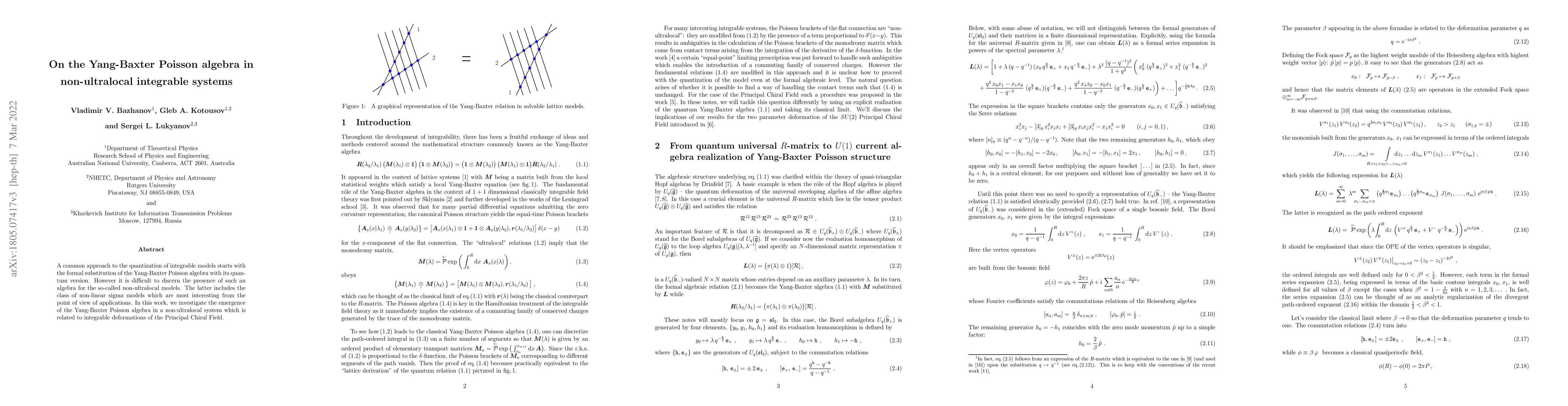 Thumbnail for On the Yang-Baxter Poisson algebra in non-ultralocal integrable systems