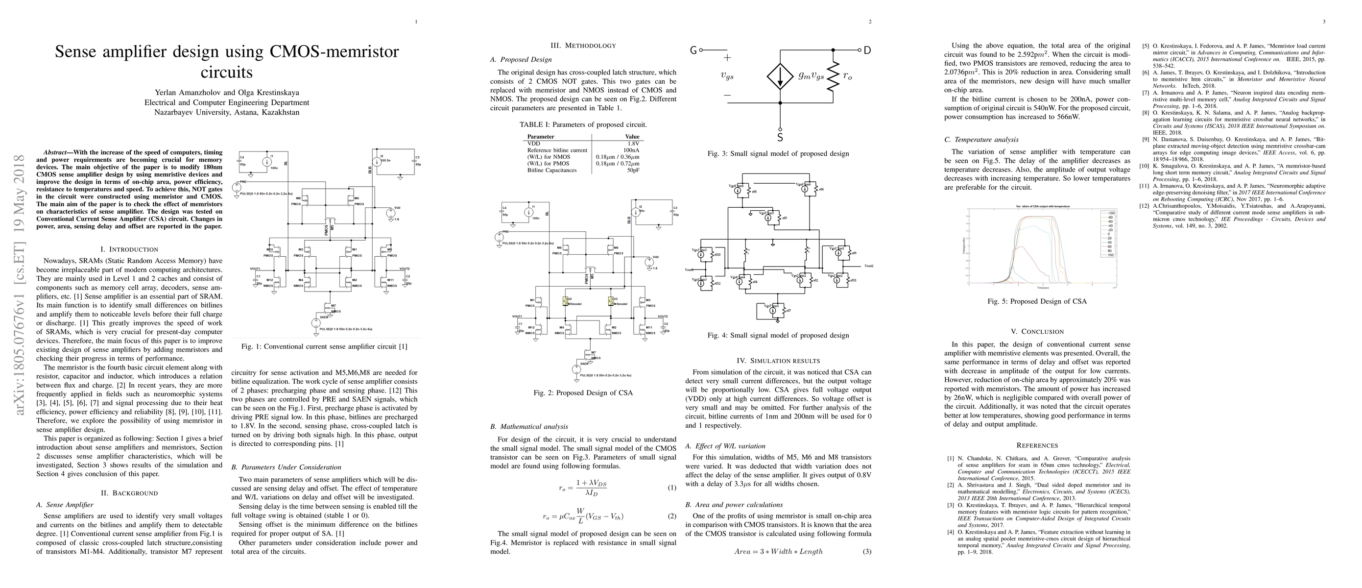 Thumbnail for Sense amplifier design using CMOS-memristor circuits