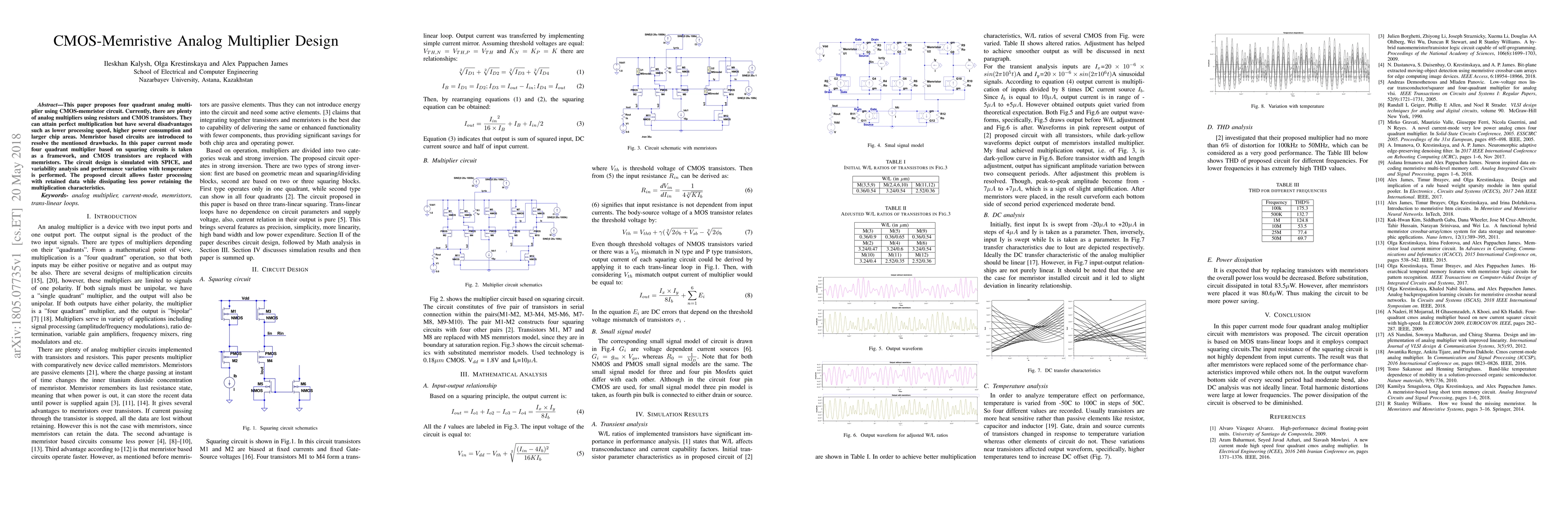 Thumbnail for CMOS-Memristive Analog Multiplier Design