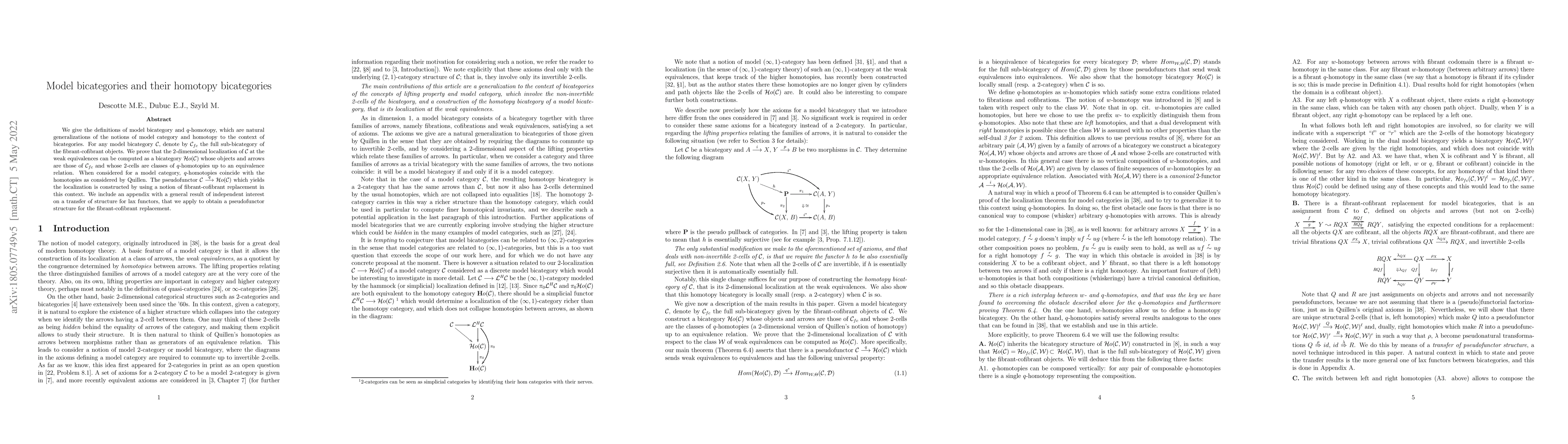 Thumbnail for Model bicategories and their homotopy bicategories