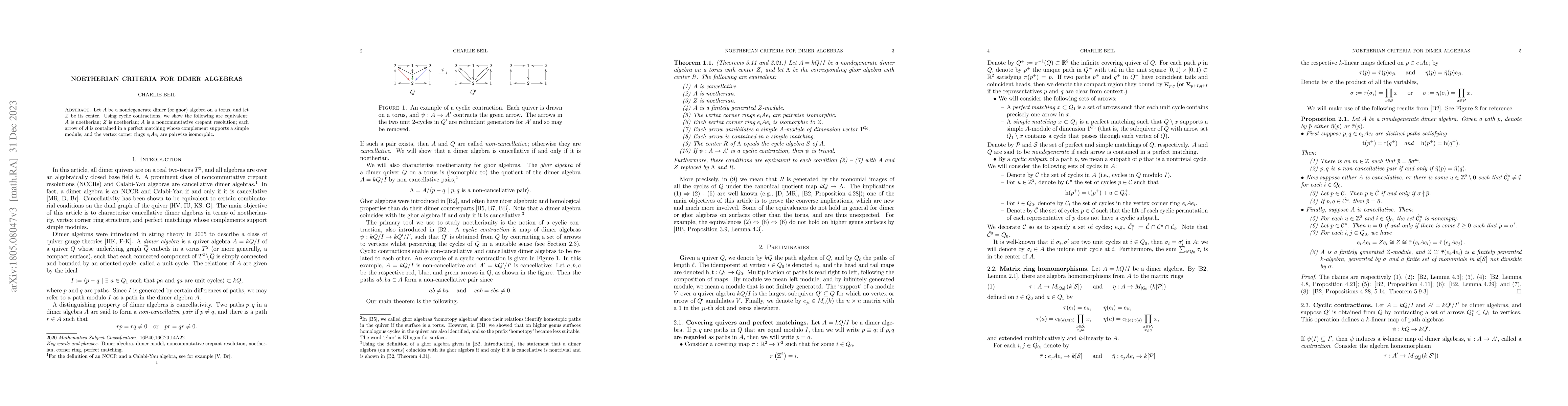 Thumbnail for Noetherian criteria for dimer algebras