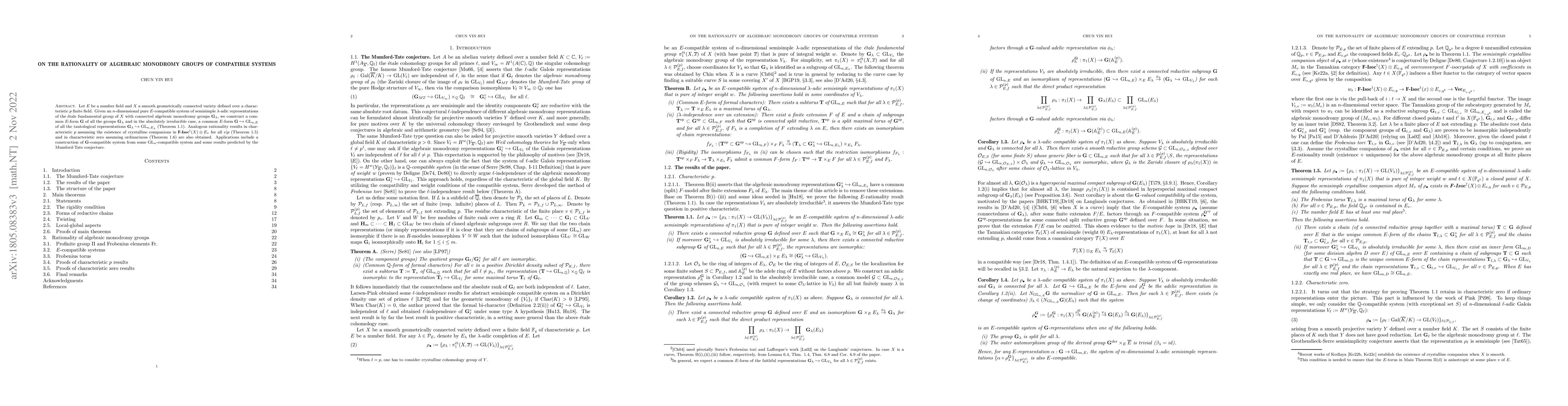Thumbnail for On the rationality of algebraic monodromy groups of compatible systems