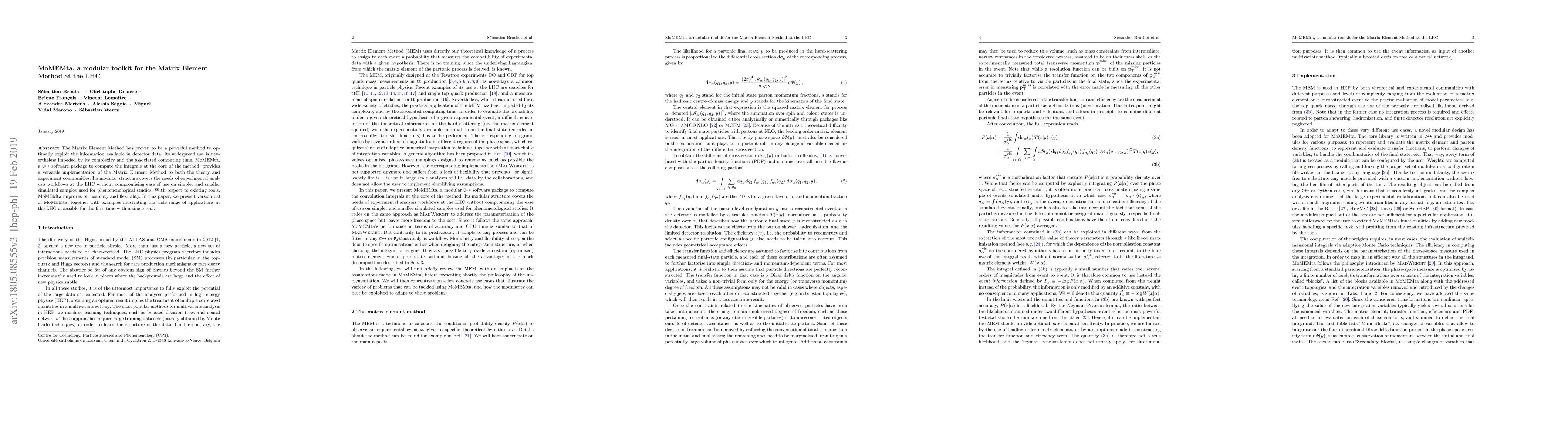 Thumbnail for MoMEMta, a modular toolkit for the Matrix Element Method at the LHC