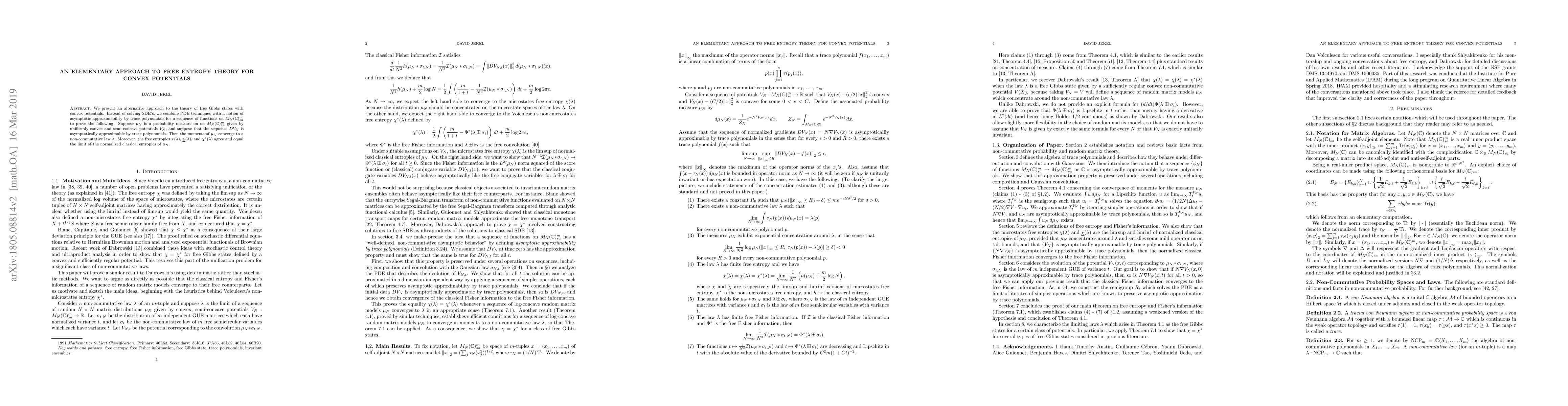 Thumbnail for An Elementary Approach to Free Entropy Theory for Convex Potentials