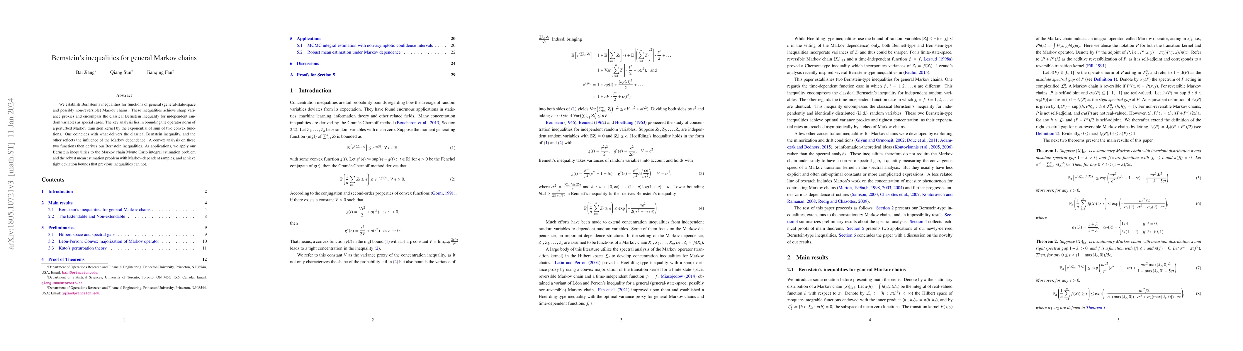 Thumbnail for Bernstein's inequalities for general Markov chains