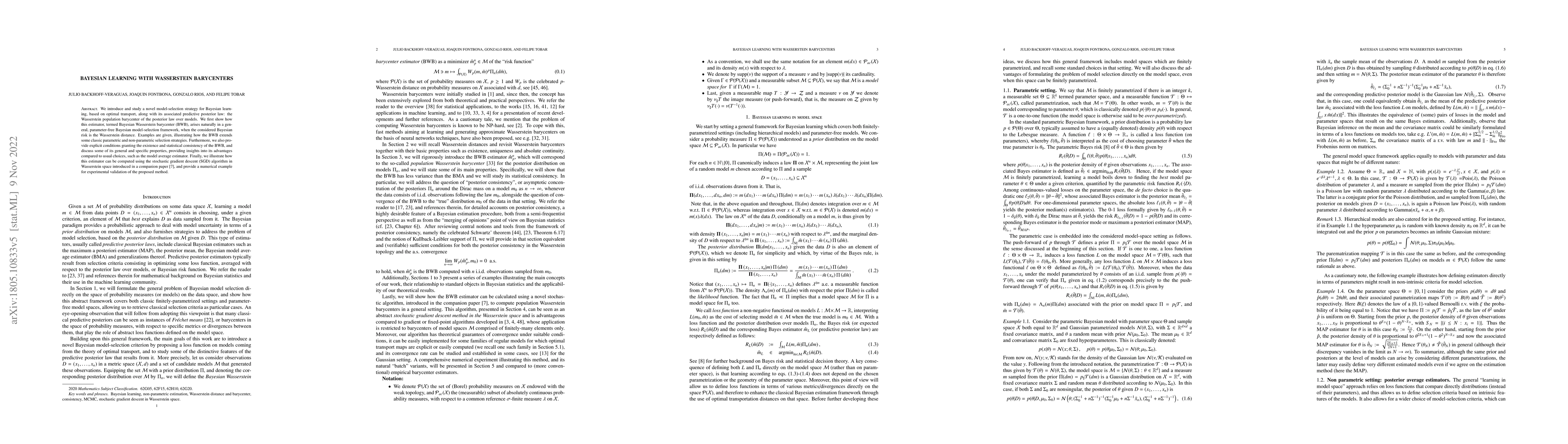 Thumbnail for Bayesian Learning with Wasserstein Barycenters