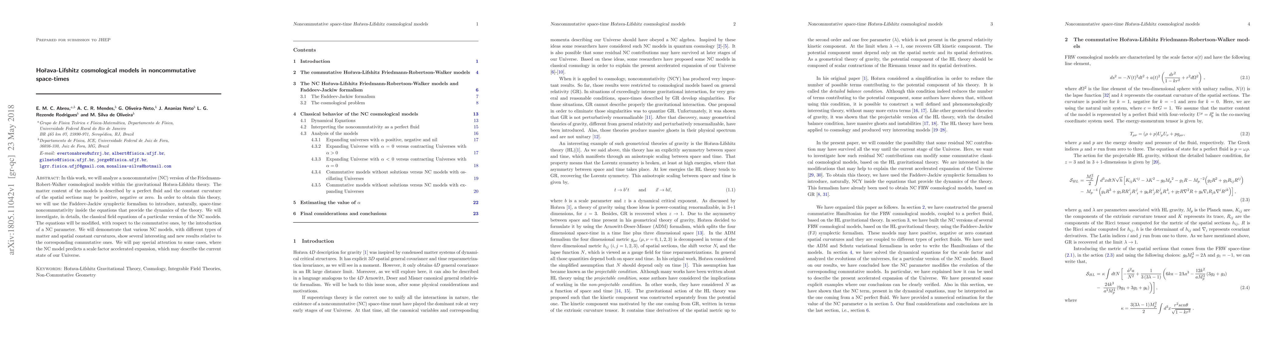 Thumbnail for Ho\v{r}ava-Lifshitz cosmological models in noncommutative space-times