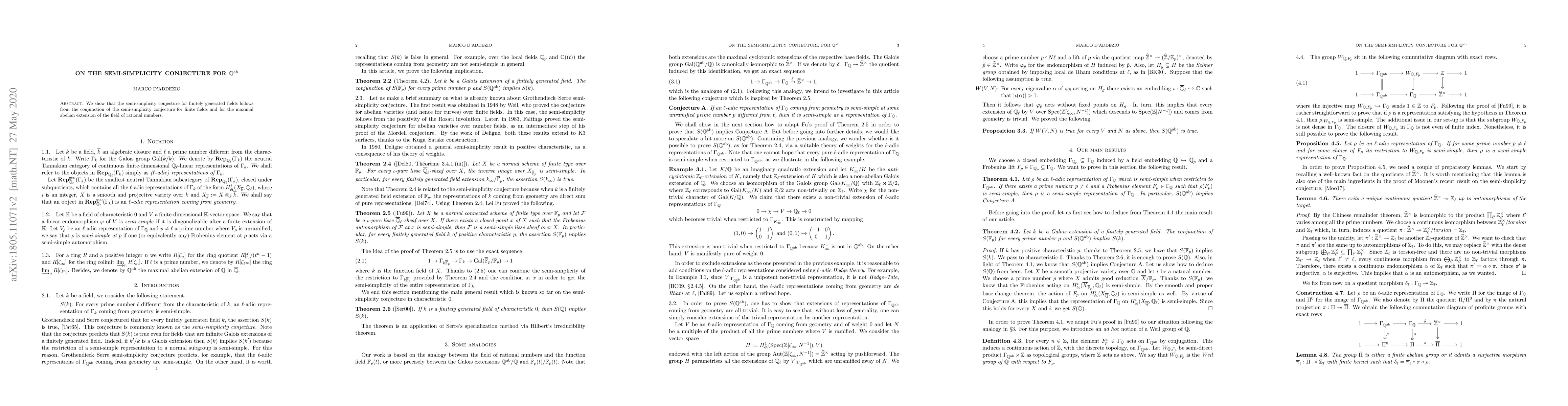 Thumbnail for On the semi-simplicity conjecture for $\mathbb{Q}^{ab}$
