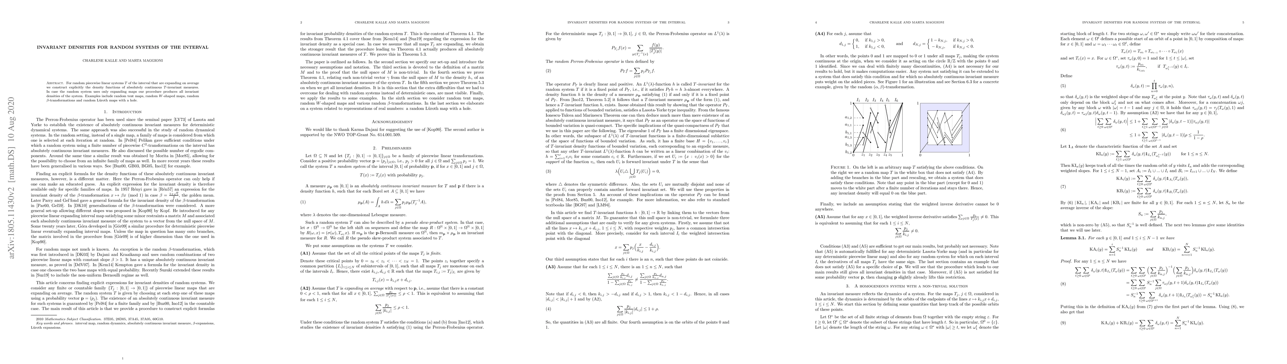 Thumbnail for Invariant densities for random systems of the interval