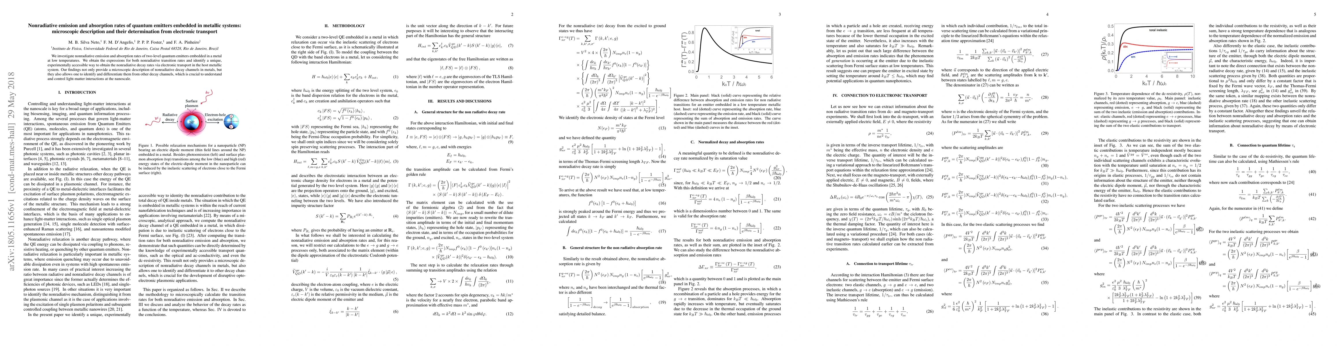 Thumbnail for Nonradiative emission and absorption rates of quantum emitters embedded
  in metallic systems: microscopic description and their determination from
  electronic transport