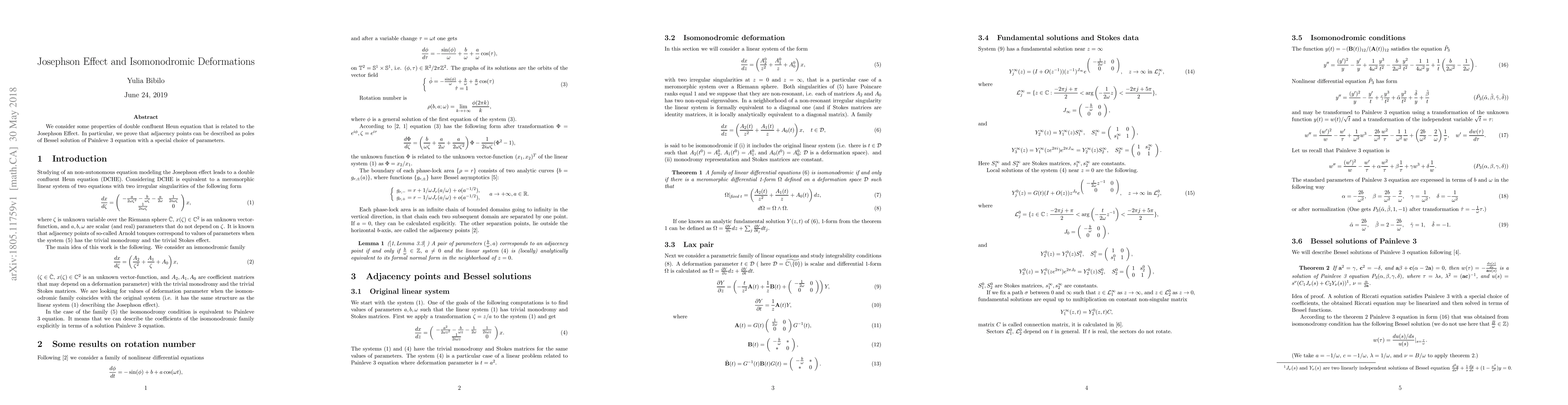 Thumbnail for Josephson Effect and Isomonodromic Deformations