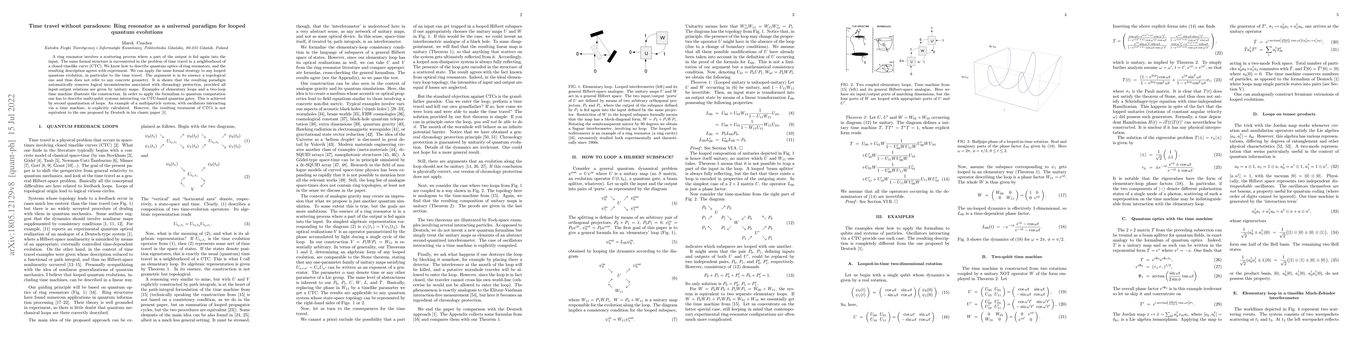 Thumbnail for Time travel without paradoxes: Ring resonator as a universal paradigm
  for looped quantum evolutions