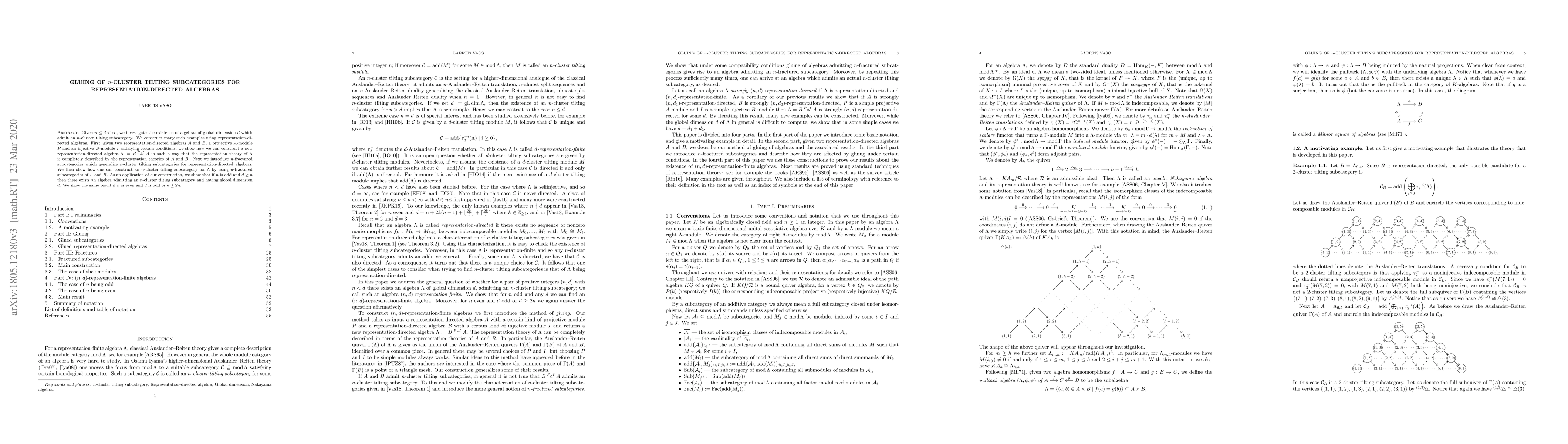 Thumbnail for Gluing of $n$-cluster tilting subcategories for representation-directed
  algebras