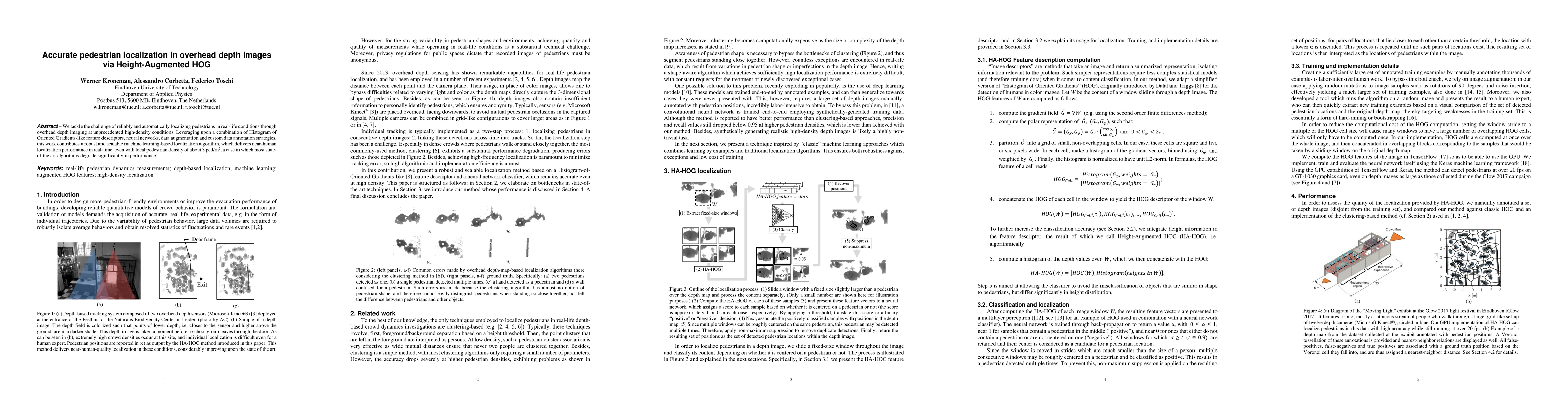 Thumbnail for Accurate pedestrian localization in overhead depth images via
  Height-Augmented HOG