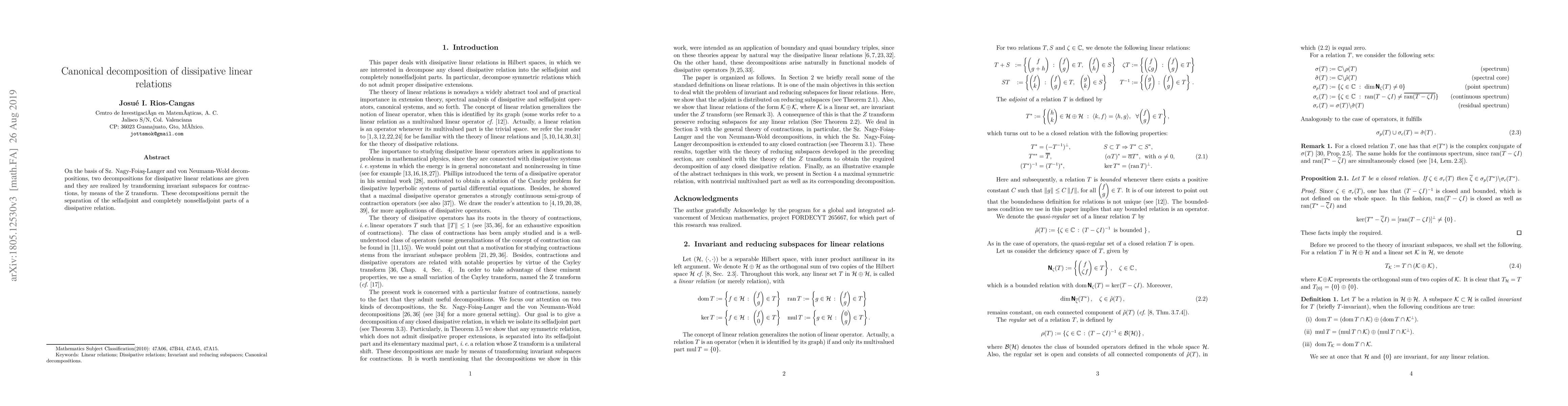 Thumbnail for Canonical decomposition of dissipative linear relations