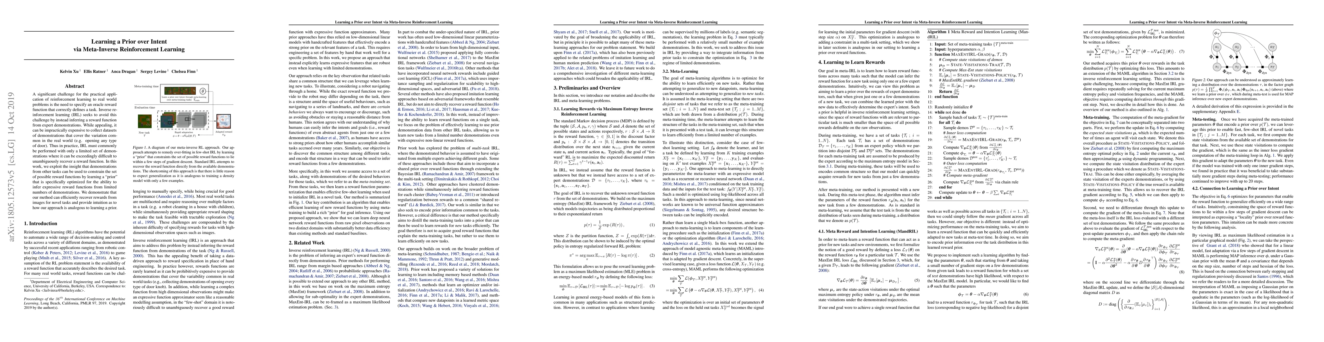 Thumbnail for Learning a Prior over Intent via Meta-Inverse Reinforcement Learning