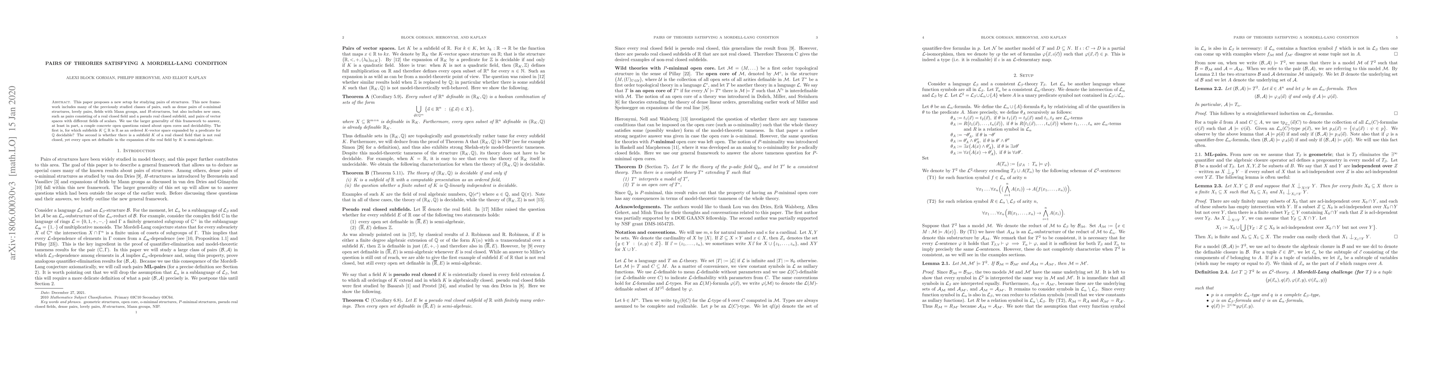 Thumbnail for Pairs of Theories Satisfying a Mordell-Lang Condition