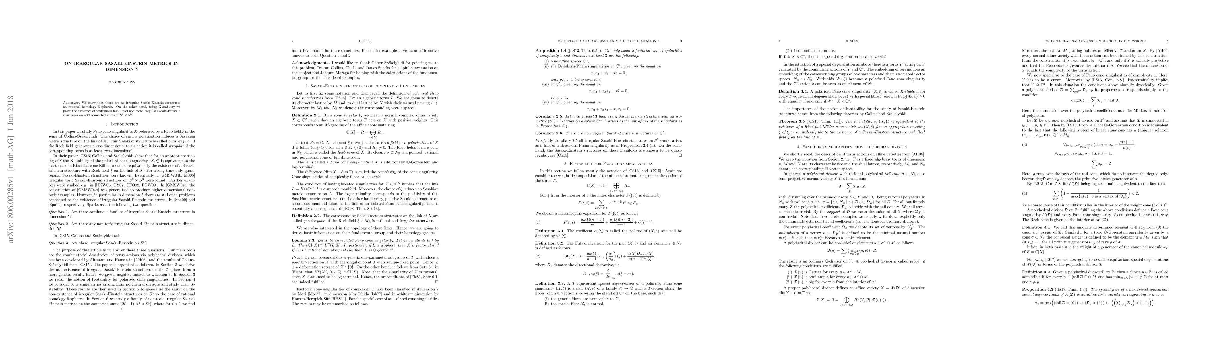 Thumbnail for On irregular Sasaki-Einstein metrics in dimension 5