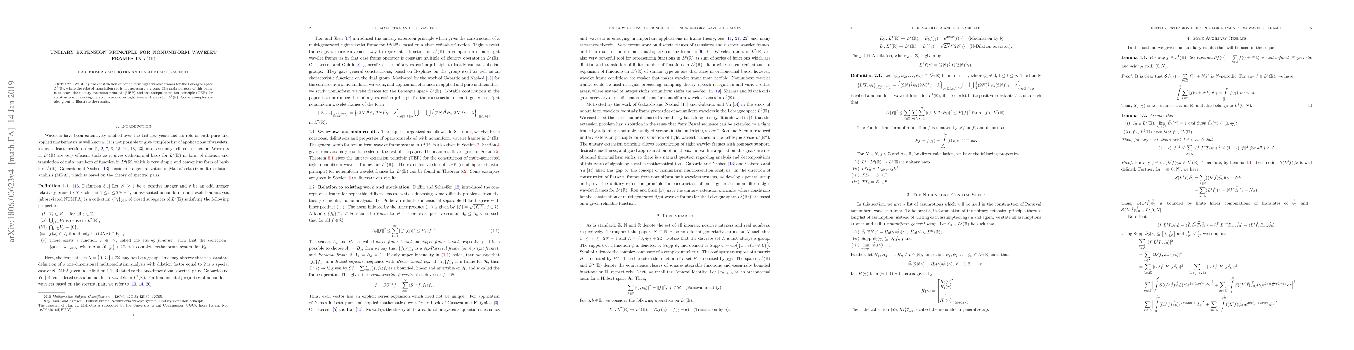 Thumbnail for Unitary Extension Principle for Nonuniform Wavelet Frames in
  $L^2(\mathbb{R})$