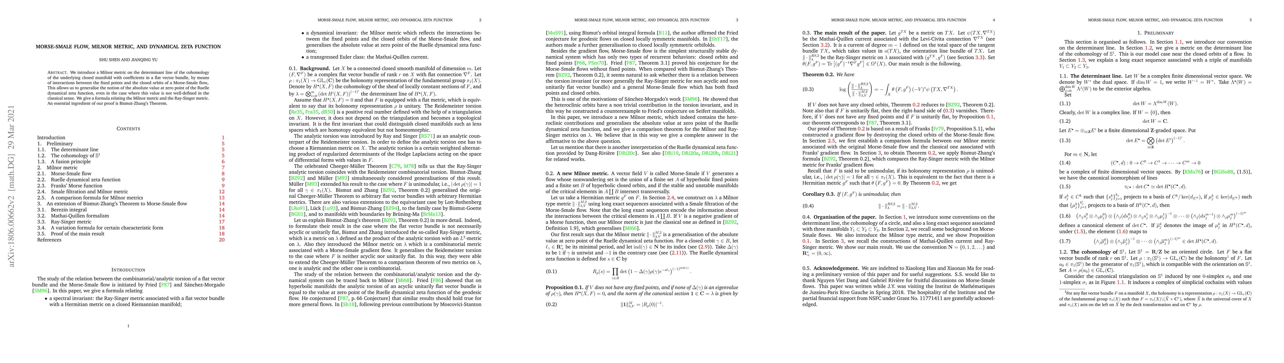 Thumbnail for Morse-Smale flow, Milnor metric, and dynamical zeta function