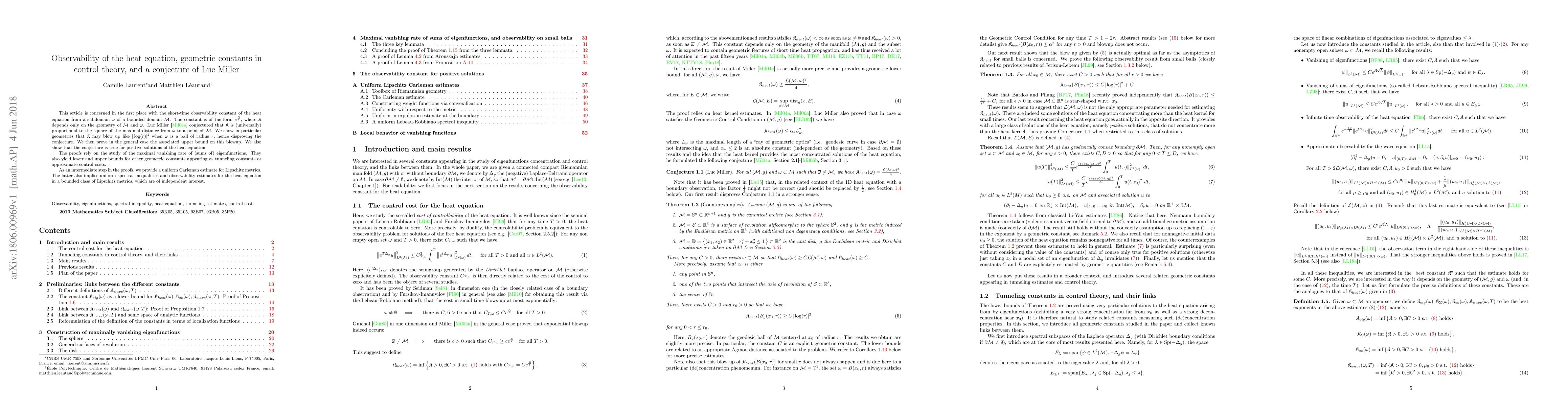 Thumbnail for Observability of the heat equation, geometric constants in control
  theory, and a conjecture of Luc Miller