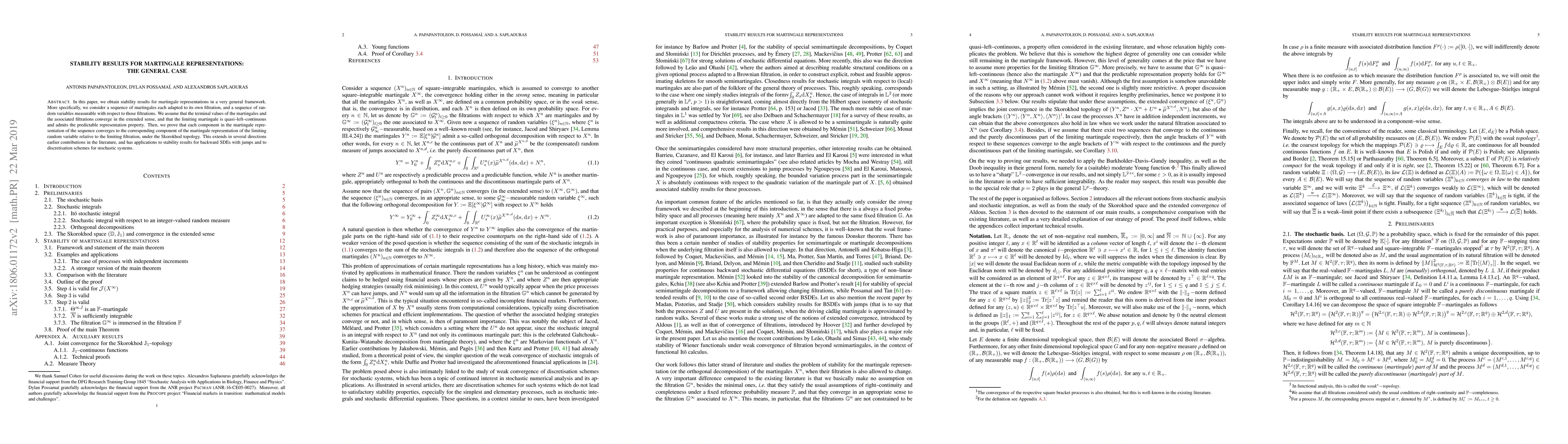 Thumbnail for Stability results for martingale representations: the general case