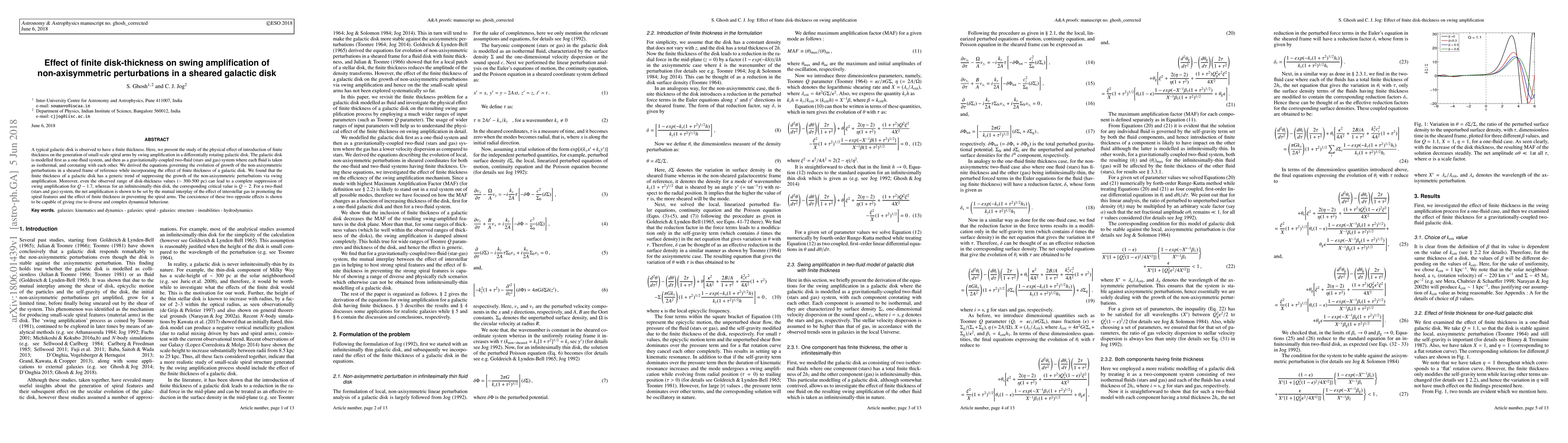 Thumbnail for Effect of finite disk-thickness on swing amplification of
  non-axisymmetric perturbations in a sheared galactic disk