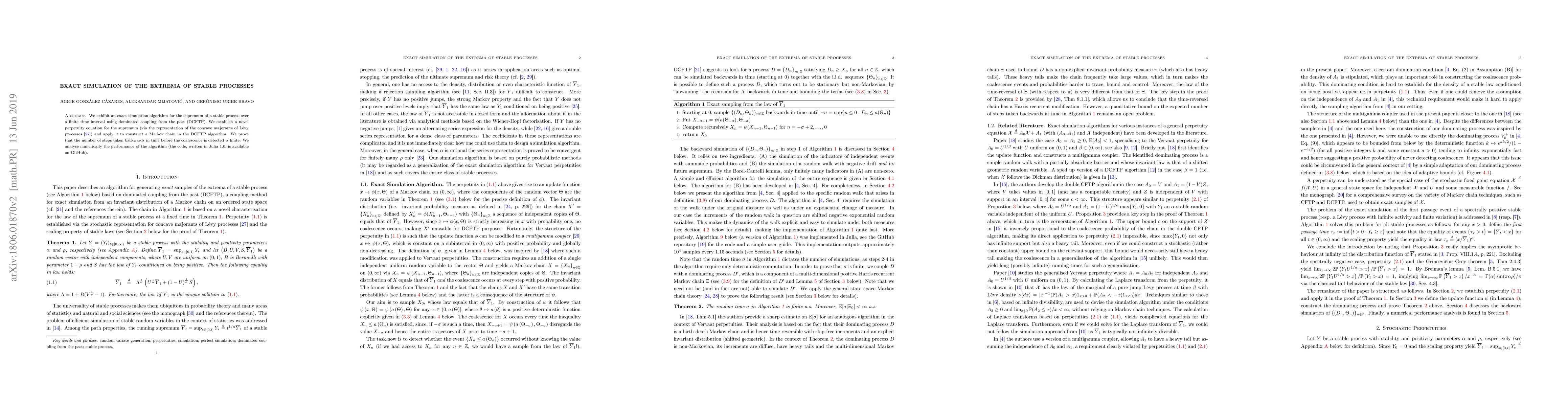 Thumbnail for Exact Simulation of the Extrema of Stable Processes