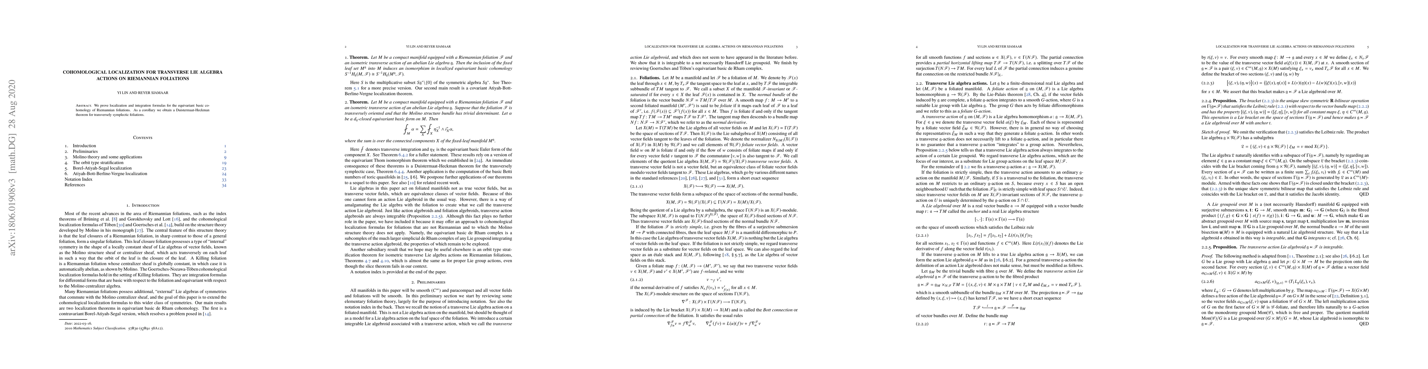 Thumbnail for Cohomological localization for transverse Lie algebra actions on
  Riemannian foliations