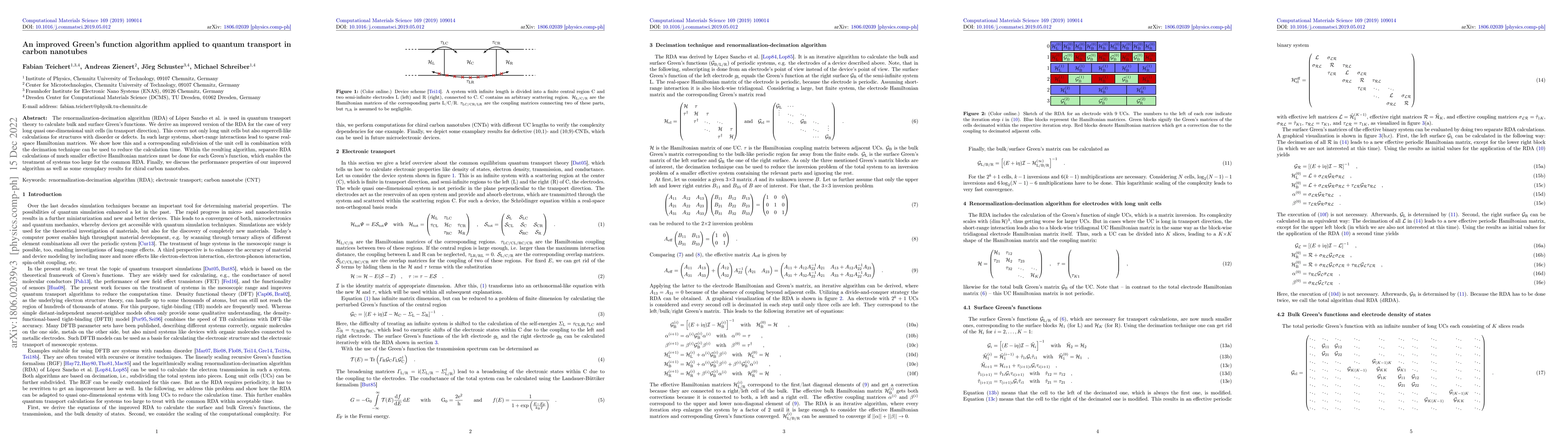 Thumbnail for An improved Green's function algorithm applied to quantum transport in
  carbon nanotubes