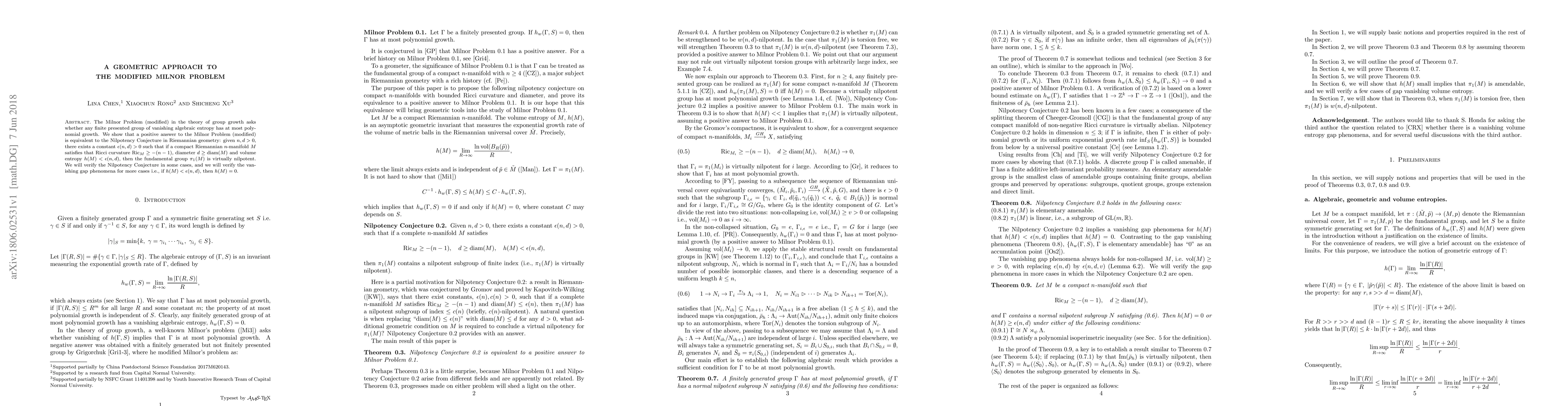 Thumbnail for A Geometric Approach to the Modified Milnor Problem