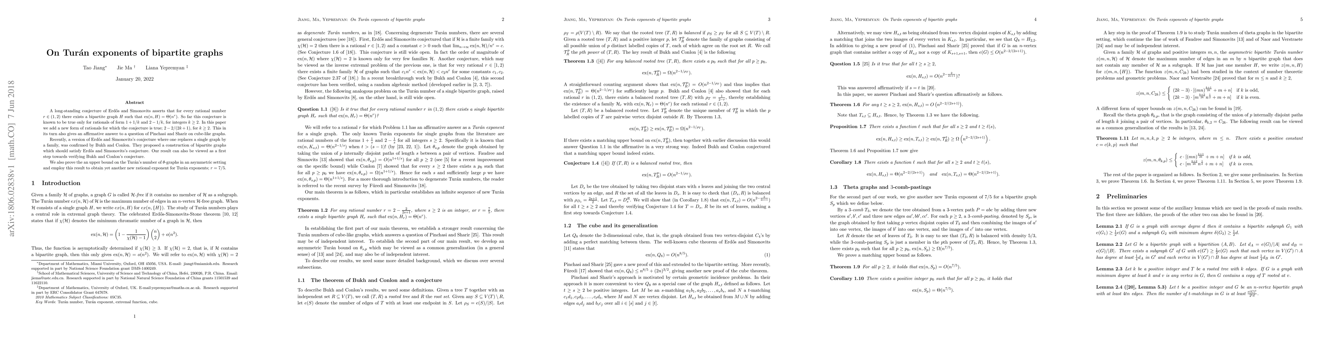 Thumbnail for On Tur\'an exponents of bipartite graphs