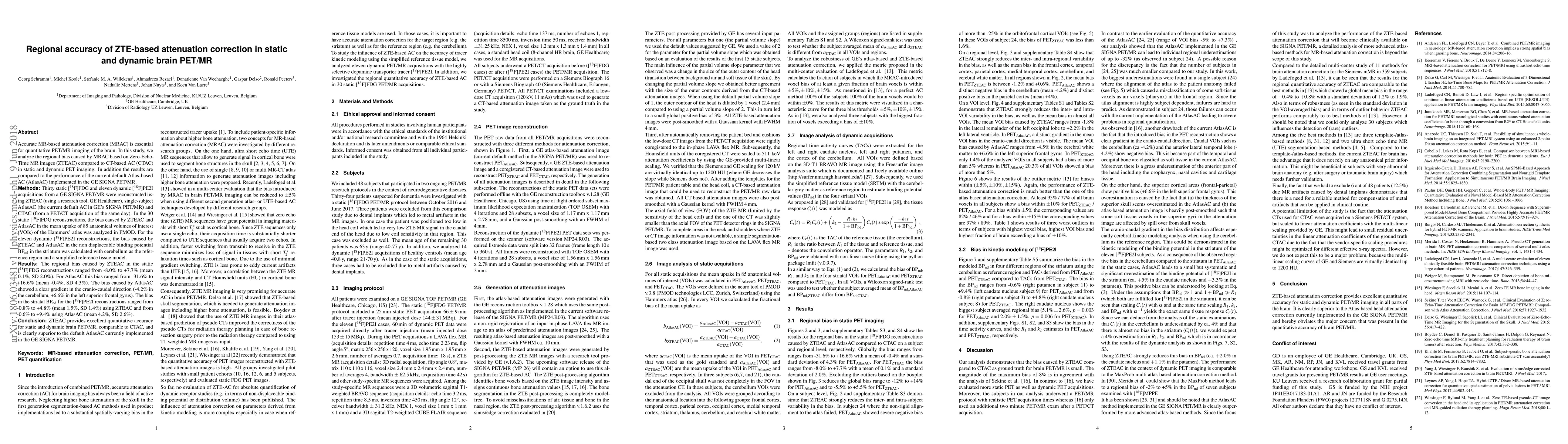 Thumbnail for Regional accuracy of ZTE-based attenuation correction in static and
  dynamic brain PET/MR