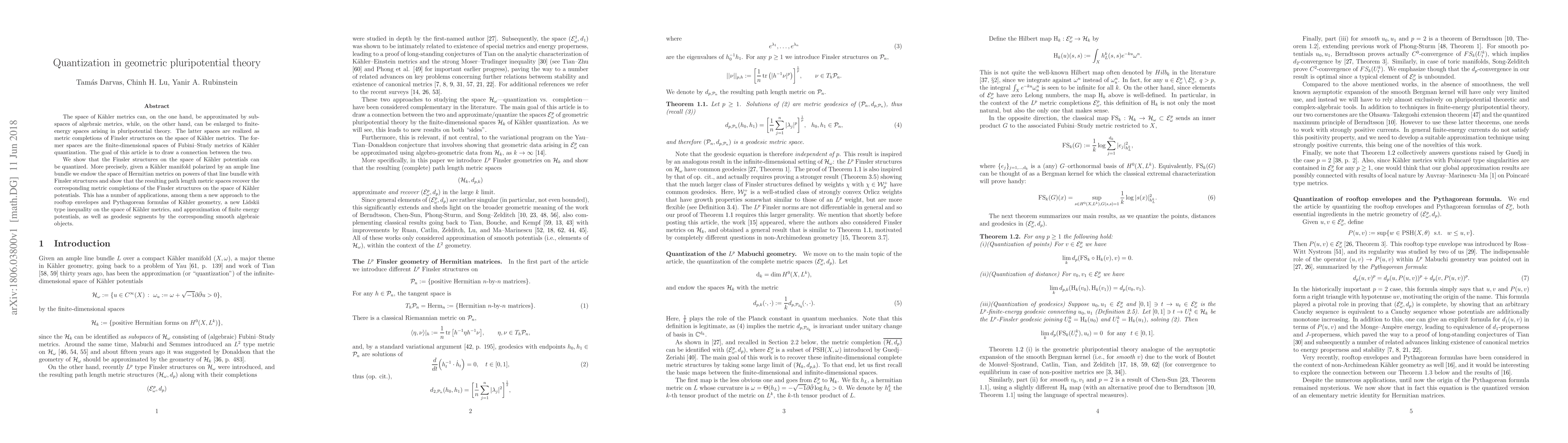 Thumbnail for Quantization in geometric pluripotential theory