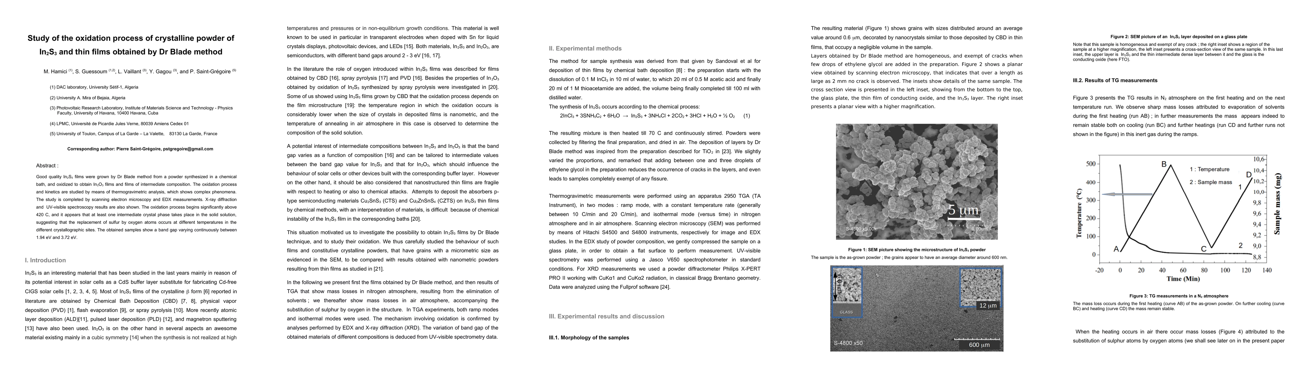 Thumbnail for Study of the oxidation process of crystalline powder of In 2 S 3 and
  thin films obtained by Dr Blade method