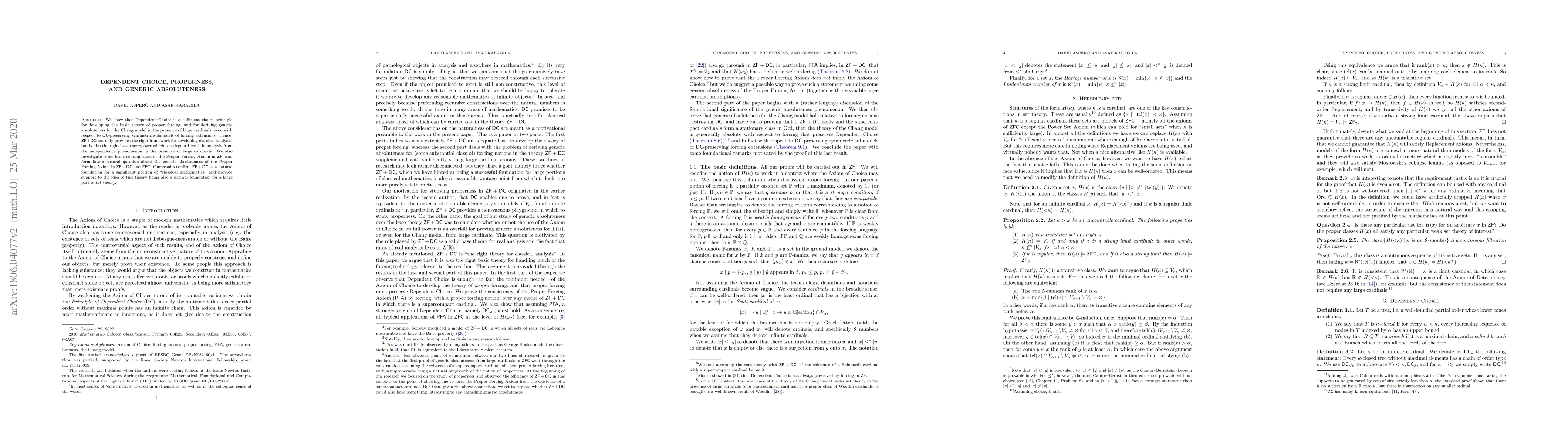 Thumbnail for Dependent Choice, Properness, and Generic Absoluteness