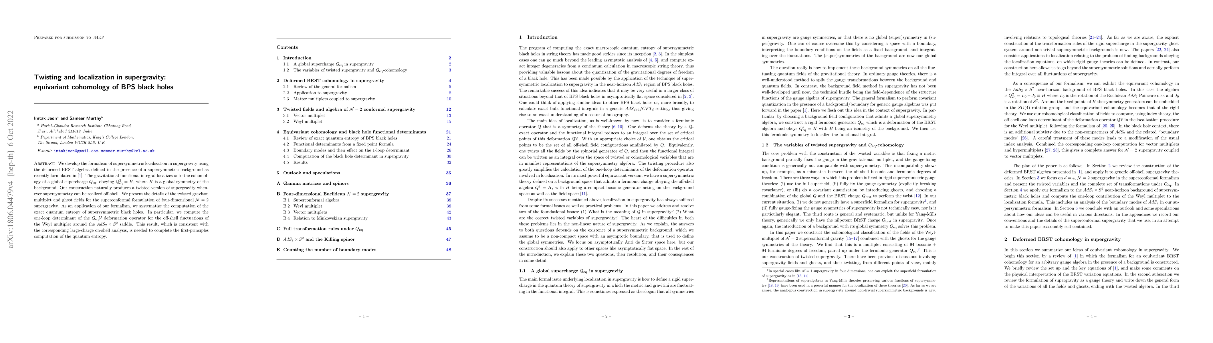 Thumbnail for Twisting and localization in supergravity: equivariant cohomology of BPS
  black holes